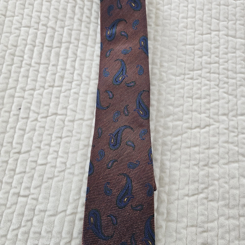 JZ Gallery Classic Burnt Orange‎ and Blue Paisley Tie